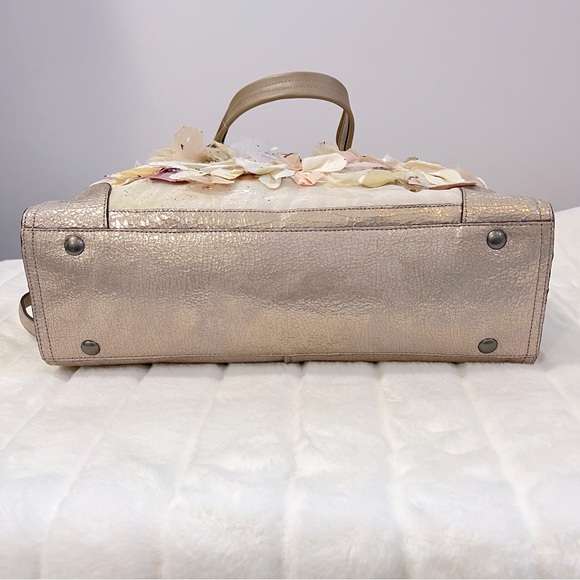 NWT Coach ELLA Rose Petal Ltd Ed Metallic Pink/Beige Crackled Leather Satchel - Picture 9 of 16